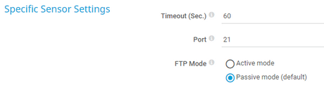Specific Sensor Settings Specific Sensor Settings